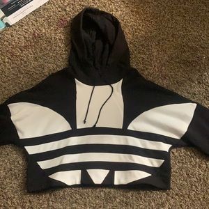 Long sleeve thick adidas crop top hoodie